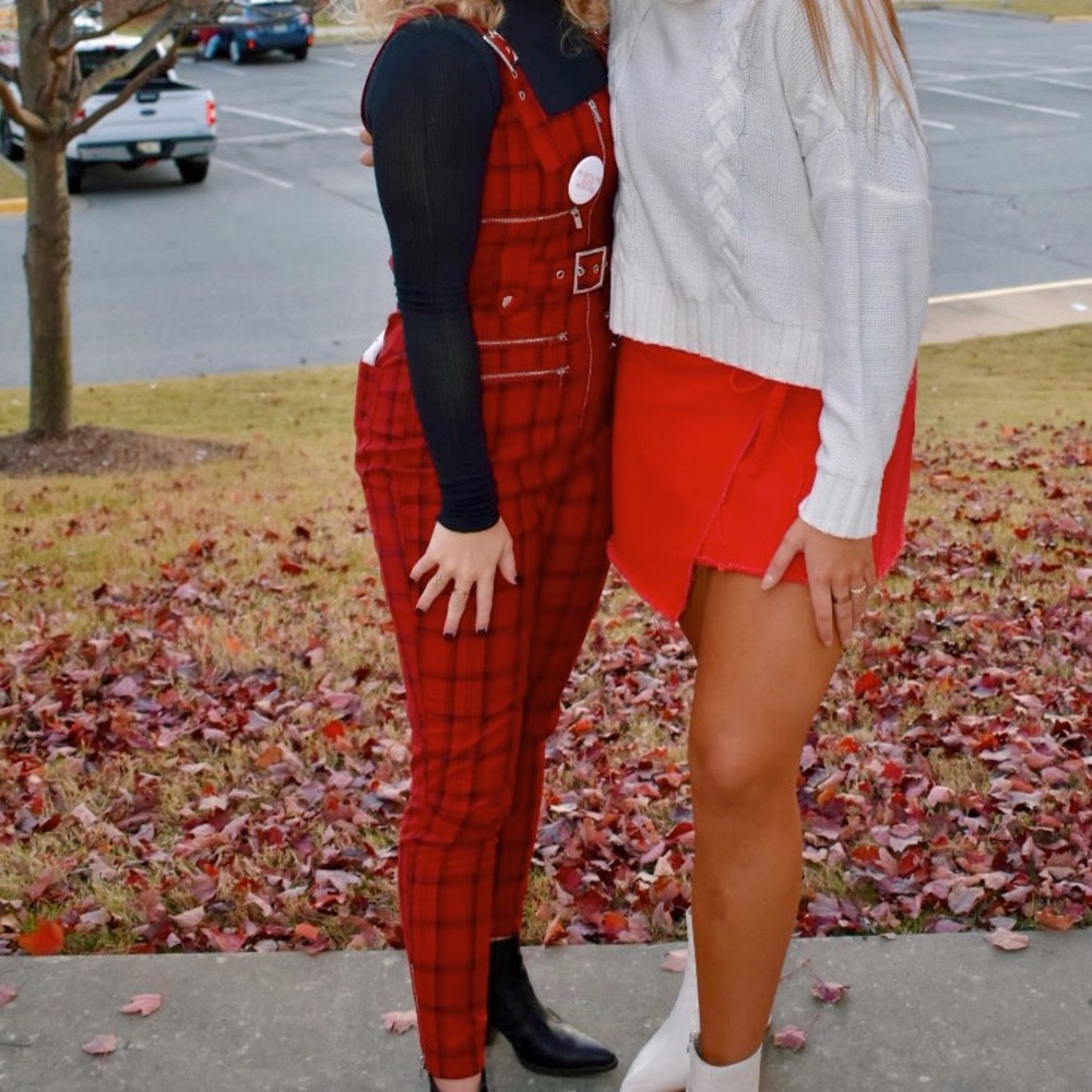 Plaid Red Women's Jumpsuit - Picture 6 of 7